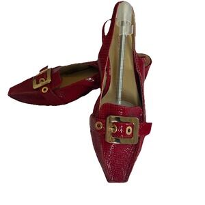 Jessica Bennett Slingback Wedges Red Heels Sz.12  Buckle Detail‎ Retro Y2K Vibes